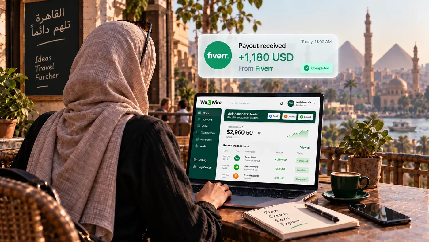 Egyptian freelancer managing international earnings in Cairo