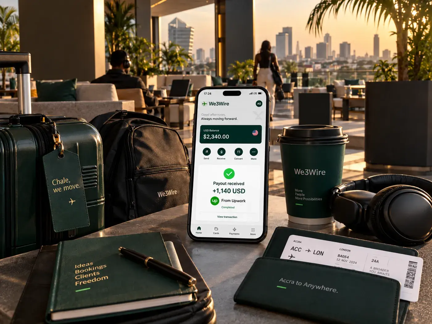 Ghanaian freelancer managing international earnings in Accra