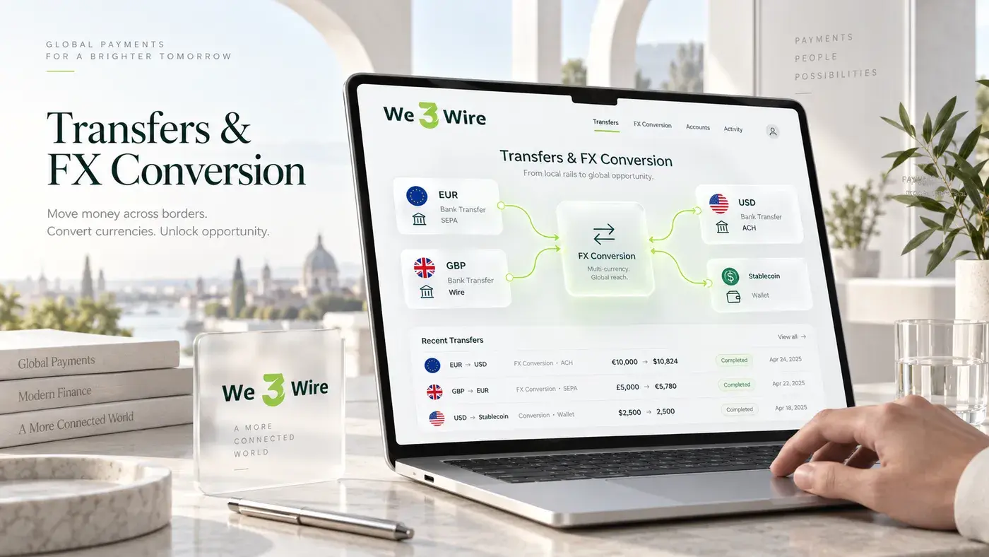 We3Wire transfers and FX conversion for global money movement